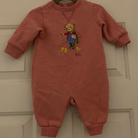Ralph Lauren Pink Bear Onesie Size 3M - Picture 1 of 5